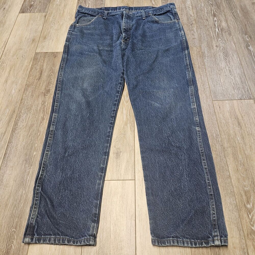 Rustler Wrangler Vintage Relaxed Fit Straight Leg Denim Blue Jeans Men's 40 X 32